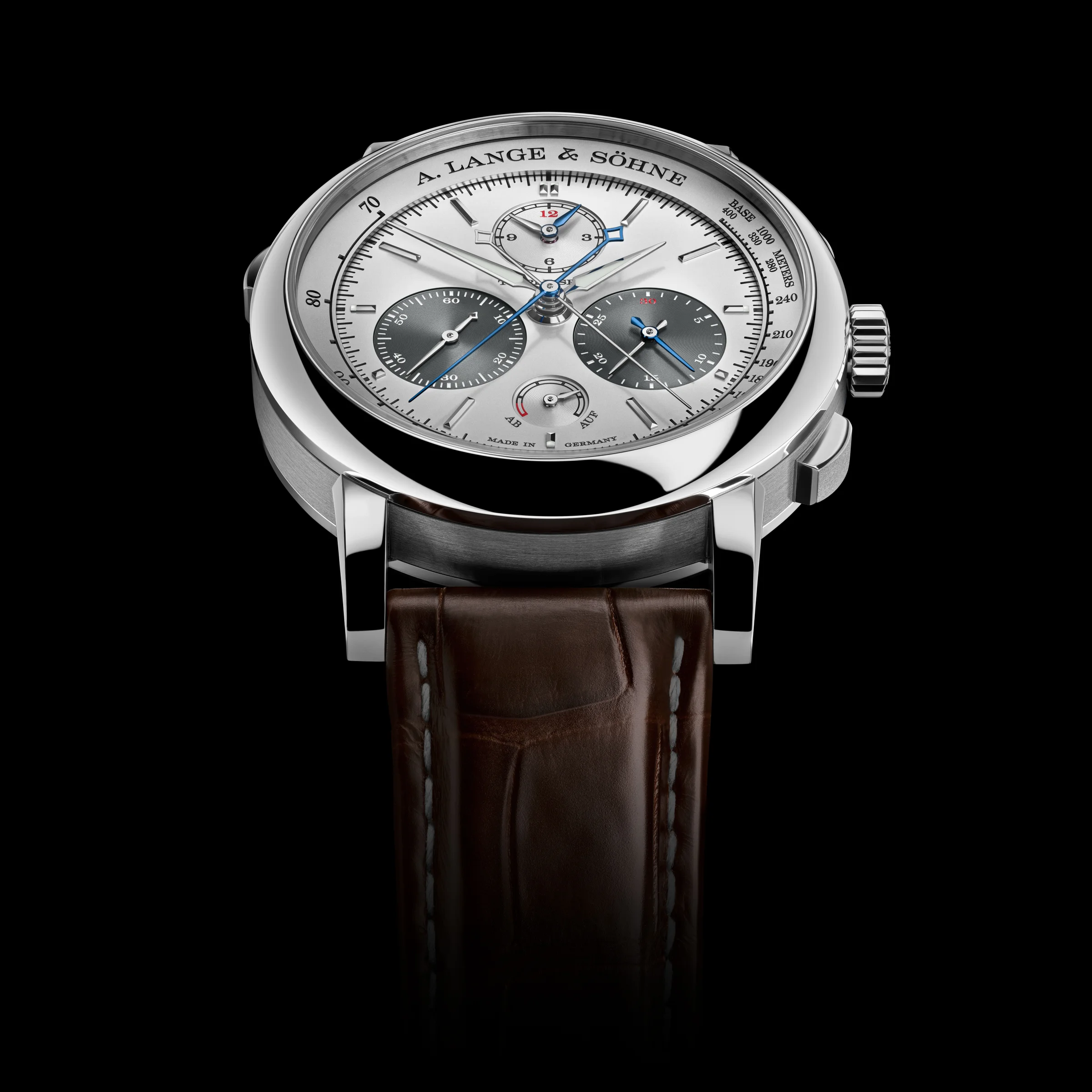 Zifferblatt und Gehäuse der Lange Triple Split 2026 mit getrennten Chronographen- und Schleppzeigern