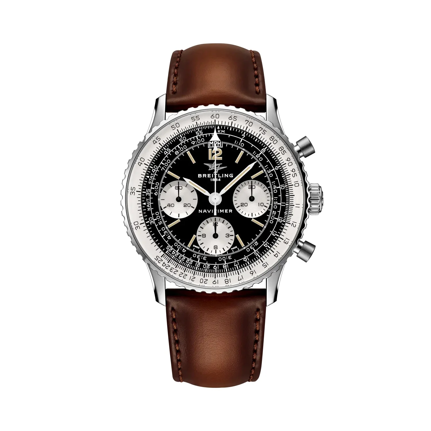 Breitling Navitimer B09 Chronograph 41 Miles Davis AB09501A1B1X1 mit cremefarbener Leuchtmasse und hellbraunem Lederband