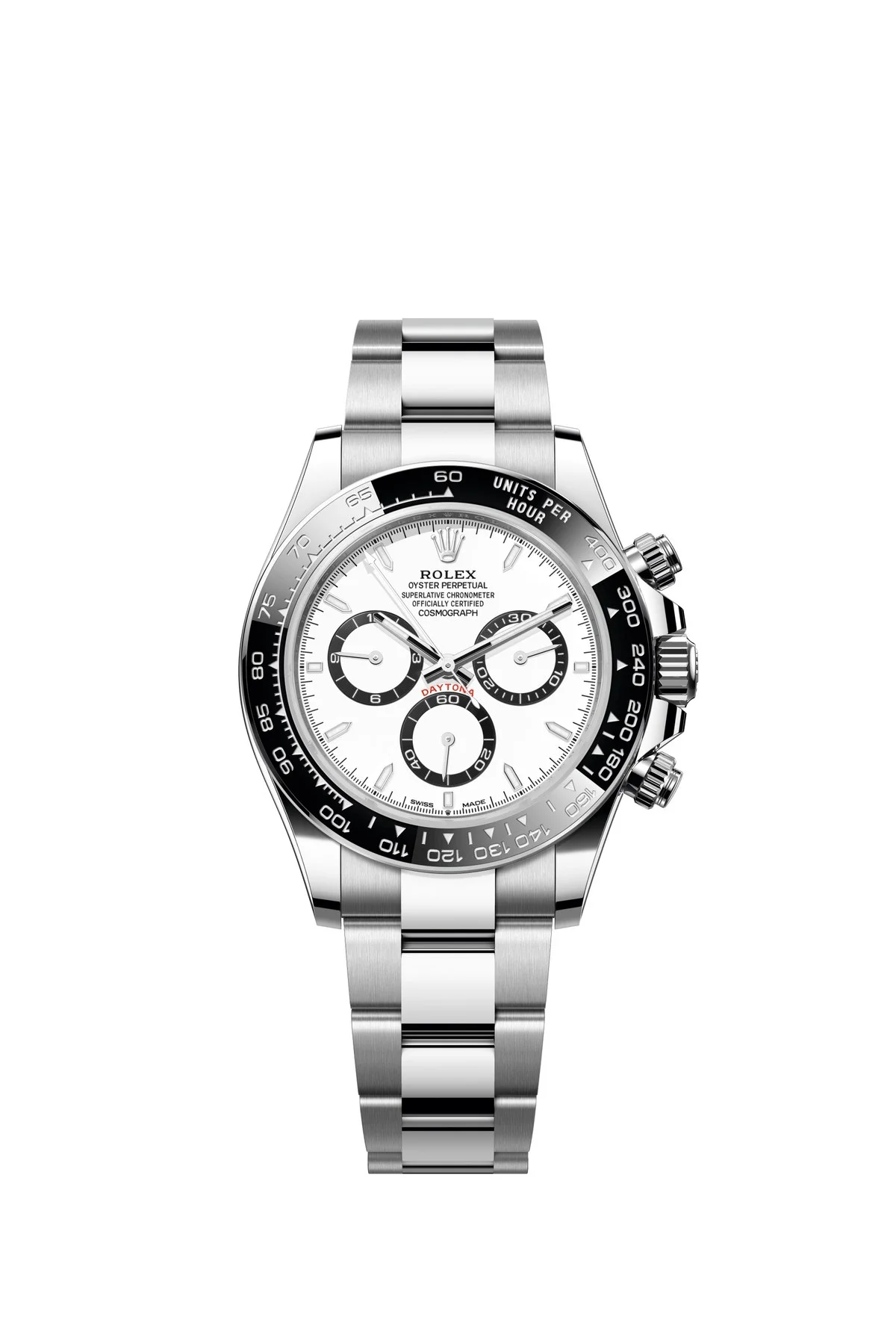 Rolex Cosmograph Daytona 126500LN mit weißem Zifferblatt und schwarzer Cerachrom-Lünette